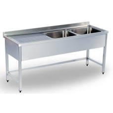KCE-20060 Washing Sink - Double Bowls, With Drain 200x60x85cm